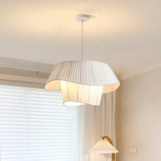 Modern Tiered White Fabric Living Room Ceiling Pendant Light Zawala Image - 7
