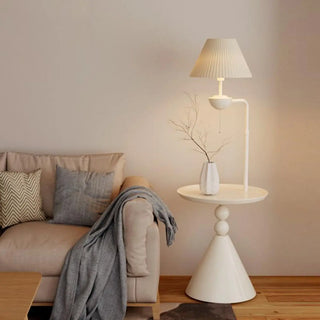 Elegant White Umbrella Modern Side Table Floor Lamp Zawala Image - 1