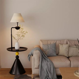 Elegant White Umbrella Modern Side Table Floor Lamp Zawala Image - 2