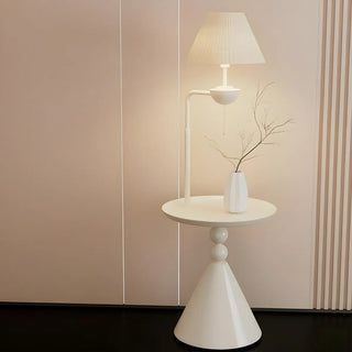 Elegant White Umbrella Modern Side Table Floor Lamp Zawala Image - 3
