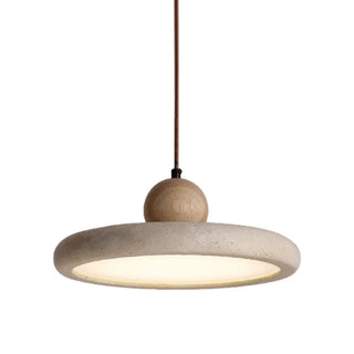 ZOWALA - Modern Gray Drum Stone Adjustable Height Pendant Light Image - 6