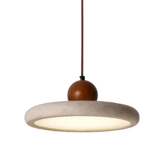 ZOWALA - Modern Gray Drum Stone Adjustable Height Pendant Light Image - 7