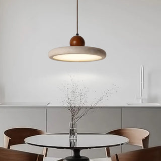 ZOWALA - Modern Gray Drum Stone Adjustable Height Pendant Light Image - 3
