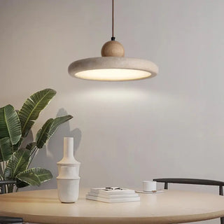 ZOWALA - Modern Gray Drum Stone Adjustable Height Pendant Light Image - 4