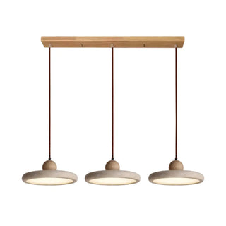 ZOWALA - Modern Gray Drum Stone Adjustable Height Pendant Light Image - 10