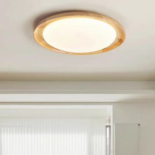 ZOWALA - Modern Wood Circle LED Flush Mount Light Image - 1