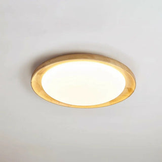 ZOWALA - Modern Wood Circle LED Flush Mount Light Image - 13