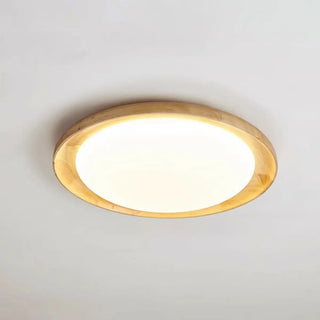 ZOWALA - Modern Wood Circle LED Flush Mount Light Image - 14