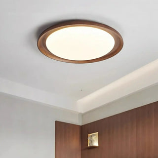 ZOWALA - Modern Wood Circle LED Flush Mount Light Image - 2