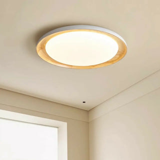 ZOWALA - Modern Wood Circle LED Flush Mount Light Image - 3