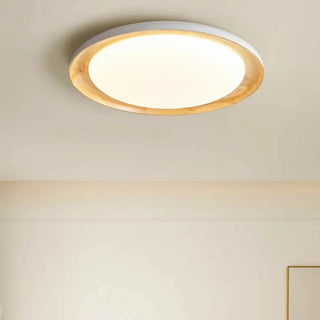 ZOWALA - Modern Wood Circle LED Flush Mount Light Image - 5