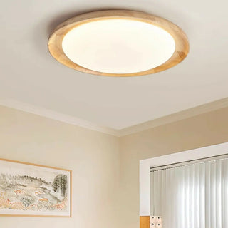ZOWALA - Modern Wood Circle LED Flush Mount Light Image - 6
