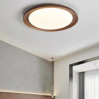 ZOWALA - Modern Wood Circle LED Flush Mount Light Image - 7