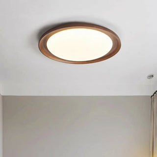 ZOWALA - Modern Wood Circle LED Flush Mount Light Image - 8