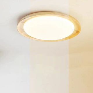 ZOWALA - Modern Wood Circle LED Flush Mount Light Image - 9