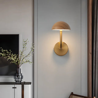 Modern Wooden Dome Metal LED Wall Sconce Light Zawala Image - 1