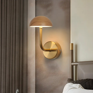 Modern Wooden Dome Metal LED Wall Sconce Light Zawala Image - 3
