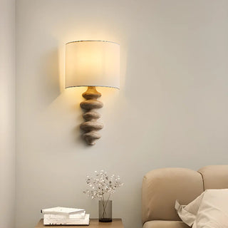 Simple Cylinder White Fabric Curved Base Wall Sconce Zawala Image - 1