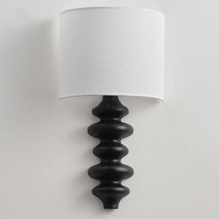 Simple Cylinder White Fabric Curved Base Wall Sconce Zawala Image - 10