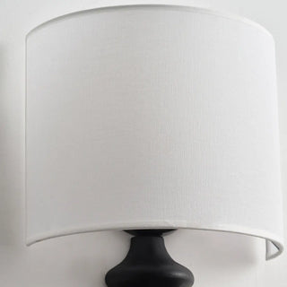 Simple Cylinder White Fabric Curved Base Wall Sconce Zawala Image - 11