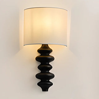 Simple Cylinder White Fabric Curved Base Wall Sconce Zawala Image - 14