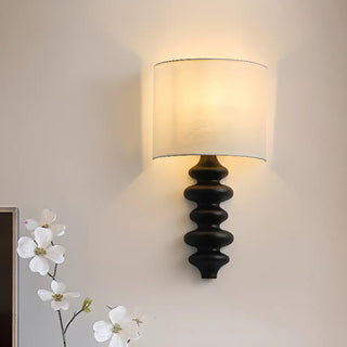 Simple Cylinder White Fabric Curved Base Wall Sconce Zawala Image - 4