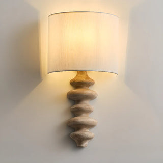 Simple Cylinder White Fabric Curved Base Wall Sconce Zawala Image - 5