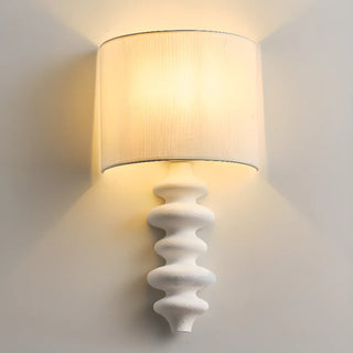 Simple Cylinder White Fabric Curved Base Wall Sconce Zawala Image - 6