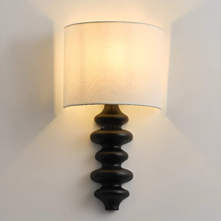 Simple Cylinder White Fabric Curved Base Wall Sconce Zawala Image - 7