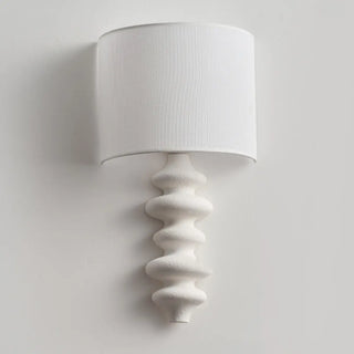 Simple Cylinder White Fabric Curved Base Wall Sconce Zawala Image - 9