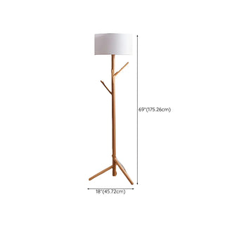 ZOWALA - Trendy Natural Wooden Drum Tree Branch Floor Lamp #size