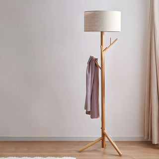 ZOWALA - Trendy Natural Wooden Drum Tree Branch Floor Lamp Image - 4
