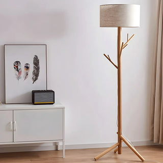 ZOWALA - Trendy Natural Wooden Drum Tree Branch Floor Lamp Image - 6