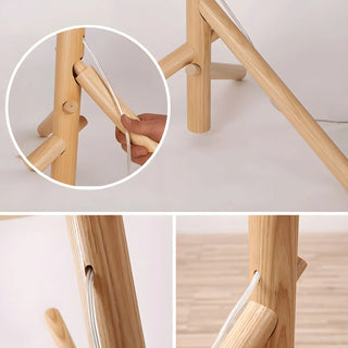 ZOWALA - Trendy Natural Wooden Drum Tree Branch Floor Lamp Image - 7