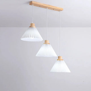 ZOWALA - Modern Dining Room White Cone Wood Pendant Light Image - 13