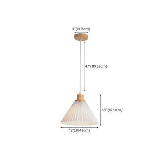 ZOWALA - Modern Dining Room White Cone Wood Pendant Light #size