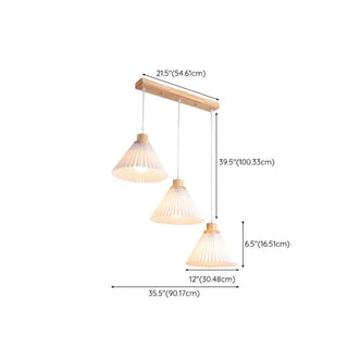 ZOWALA - Modern Dining Room White Cone Wood Pendant Light Image - 17