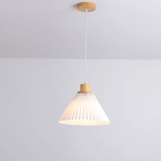 ZOWALA - Modern Dining Room White Cone Wood Pendant Light Image - 5