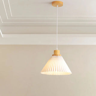 ZOWALA - Modern Dining Room White Cone Wood Pendant Light Image - 6