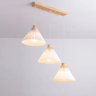 ZOWALA - Modern Dining Room White Cone Wood Pendant Light Image - 7