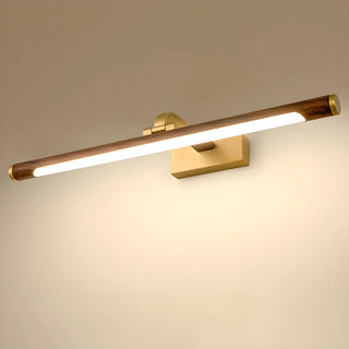 Modern Wood and Gold LED Vanity Light Fixture Image - 10
