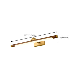 Modern Wood and Gold LED Vanity Light Fixture Image - 15