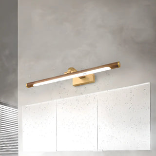 Modern Wood and Gold LED Vanity Light Fixture Image - 4