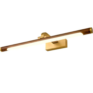 Modern Wood and Gold LED Vanity Light Fixture Image - 5