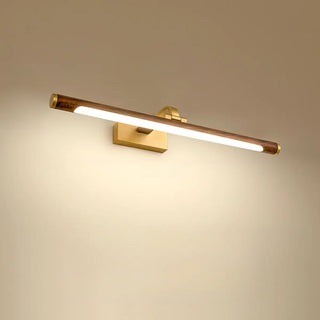 Modern Wood and Gold LED Vanity Light Fixture Image - 6