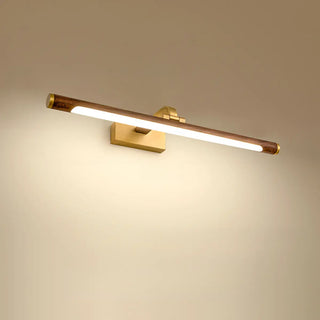 Modern Wood and Gold LED Vanity Light Fixture Image - 8