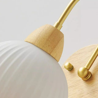 Modern Wood Frosted Glass Globe Bedside Wall Sconce Zawala Image - 11