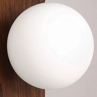 Modern Round LED Globe Wood Grain Metal Wall Sconce Zawala Image - 14