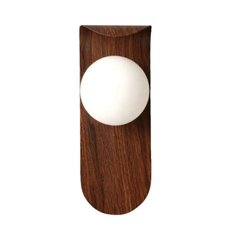 Modern Round LED Globe Wood Grain Metal Wall Sconce Zawala Image - 5