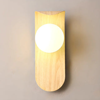 Modern Round LED Globe Wood Grain Metal Wall Sconce Zawala Image - 8